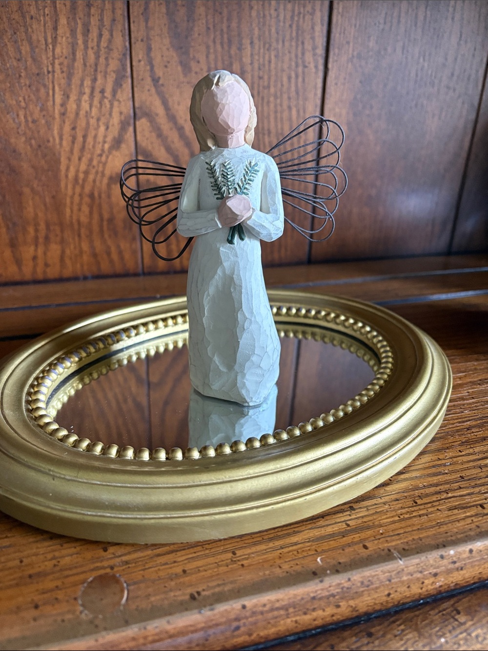 Willow Tree Angel Figurine in Ivory and Gold Tones, Angel of Remembrance